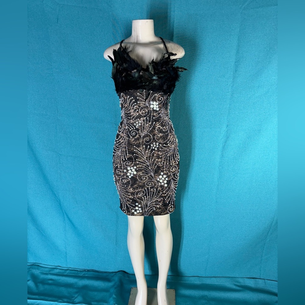 Elegant Black and Silver Embellished Dress by Mandalay